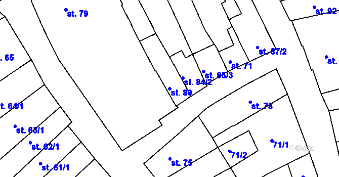 Parcela st. 80 v KÚ Broumov, Katastrální mapa