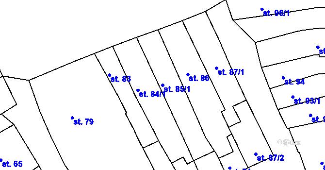 Parcela st. 85/1 v KÚ Broumov, Katastrální mapa