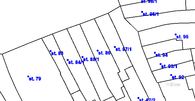 Parcela st. 86 v KÚ Broumov, Katastrální mapa