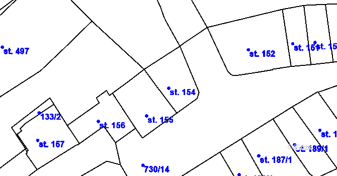 Parcela st. 154 v KÚ Broumov, Katastrální mapa