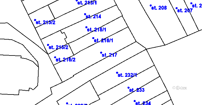 Parcela st. 217 v KÚ Broumov, Katastrální mapa