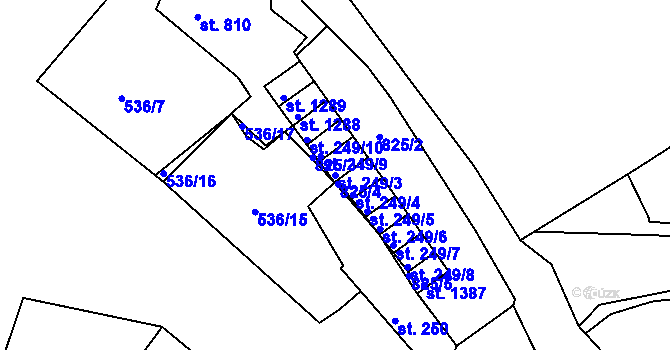 Parcela st. 249/3 v KÚ Broumov, Katastrální mapa