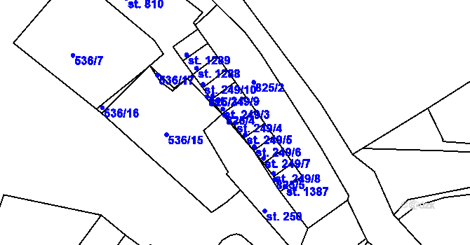 Parcela st. 249/4 v KÚ Broumov, Katastrální mapa
