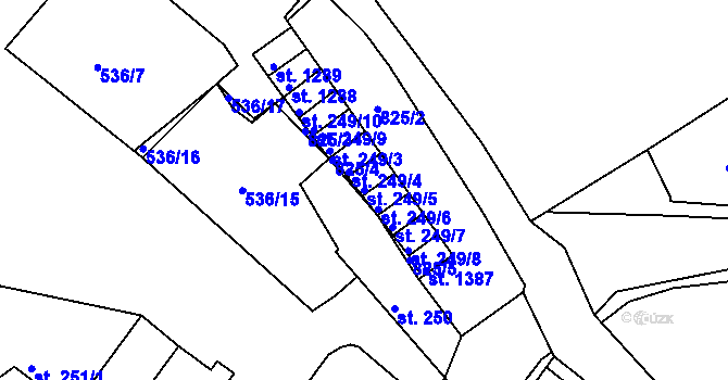 Parcela st. 249/5 v KÚ Broumov, Katastrální mapa