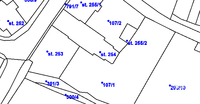 Parcela st. 254 v KÚ Broumov, Katastrální mapa