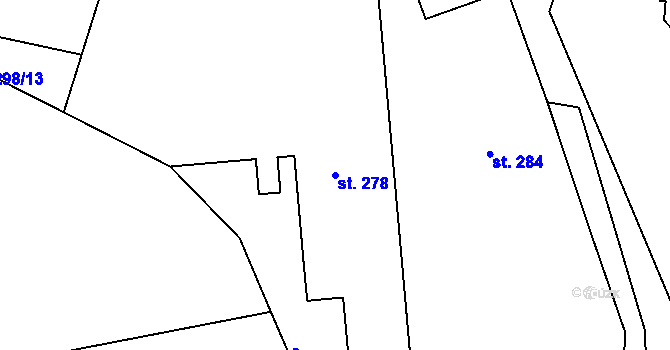 Parcela st. 278 v KÚ Broumov, Katastrální mapa
