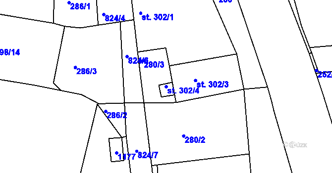 Parcela st. 302/4 v KÚ Broumov, Katastrální mapa