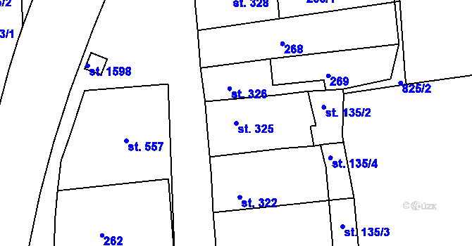 Parcela st. 325 v KÚ Broumov, Katastrální mapa