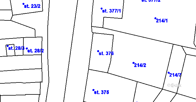 Parcela st. 376 v KÚ Broumov, Katastrální mapa