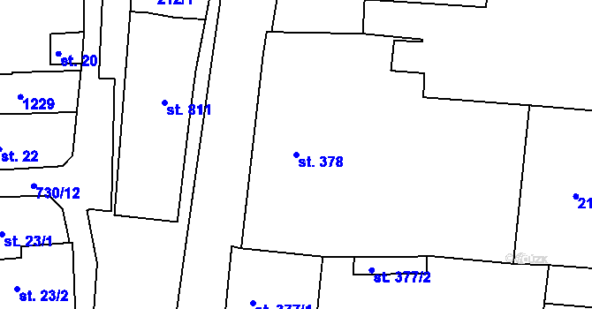 Parcela st. 378 v KÚ Broumov, Katastrální mapa