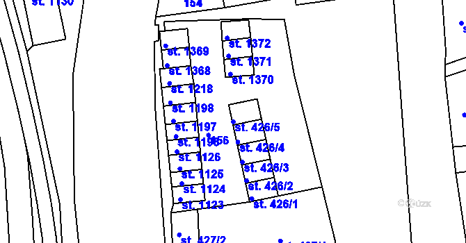 Parcela st. 426/5 v KÚ Broumov, Katastrální mapa