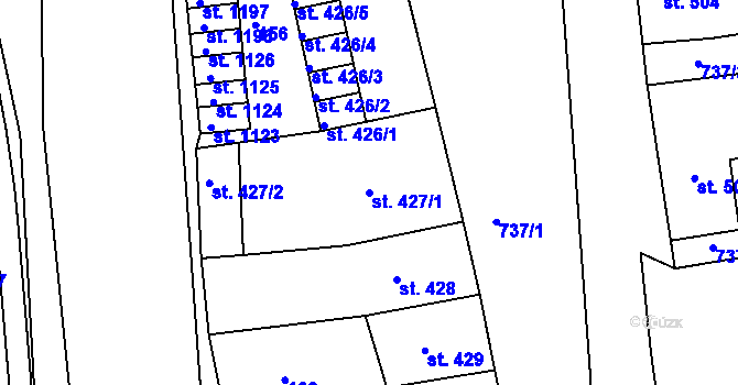 Parcela st. 427/1 v KÚ Broumov, Katastrální mapa