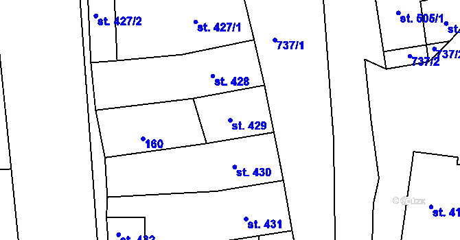 Parcela st. 429 v KÚ Broumov, Katastrální mapa