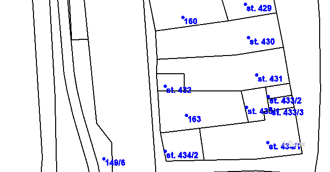 Parcela st. 432 v KÚ Broumov, Katastrální mapa