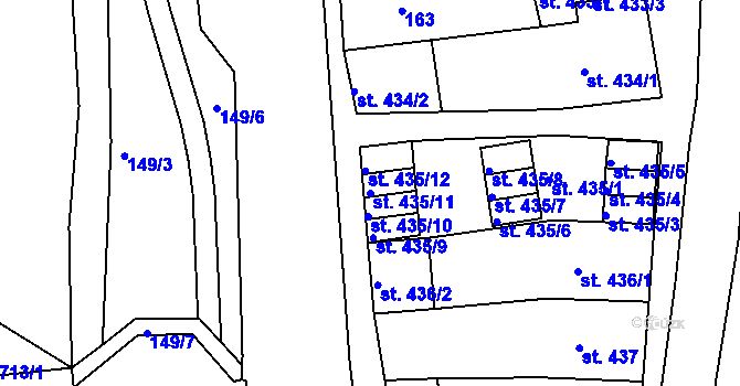 Parcela st. 435/11 v KÚ Broumov, Katastrální mapa