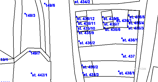 Parcela st. 436/2 v KÚ Broumov, Katastrální mapa