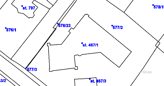 Parcela st. 467/1 v KÚ Broumov, Katastrální mapa