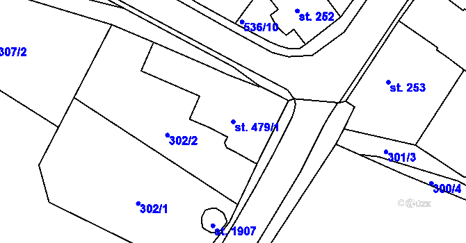 Parcela st. 479/1 v KÚ Broumov, Katastrální mapa