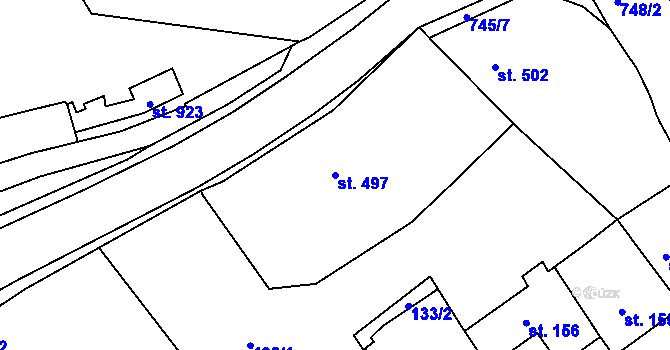 Parcela st. 497 v KÚ Broumov, Katastrální mapa
