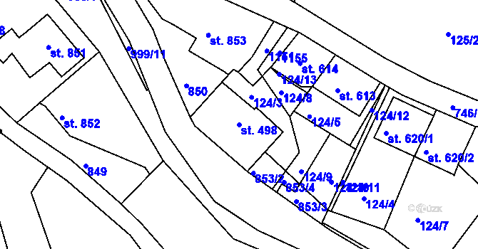 Parcela st. 498 v KÚ Broumov, Katastrální mapa