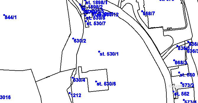 Parcela st. 530/1 v KÚ Broumov, Katastrální mapa