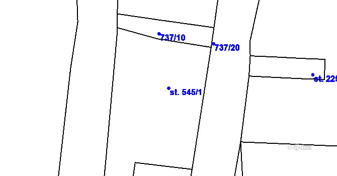 Parcela st. 545/1 v KÚ Broumov, Katastrální mapa