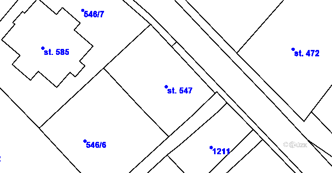 Parcela st. 547 v KÚ Broumov, Katastrální mapa