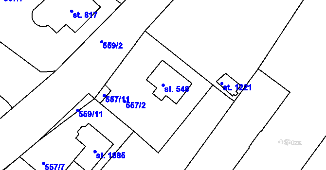 Parcela st. 548 v KÚ Broumov, Katastrální mapa