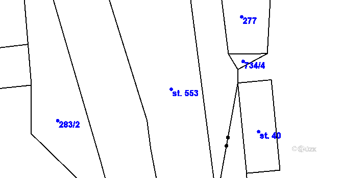 Parcela st. 553 v KÚ Broumov, Katastrální mapa