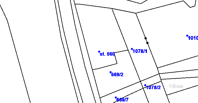 Parcela st. 560 v KÚ Broumov, Katastrální mapa