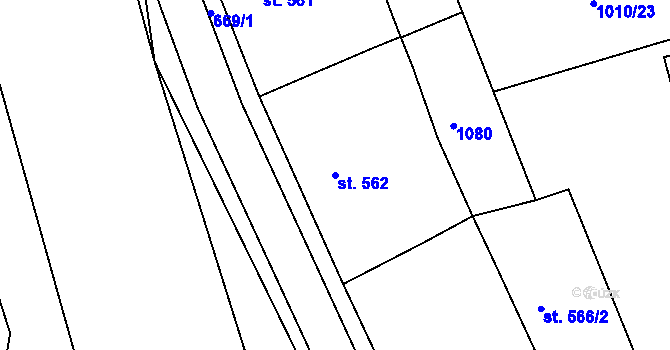 Parcela st. 562 v KÚ Broumov, Katastrální mapa