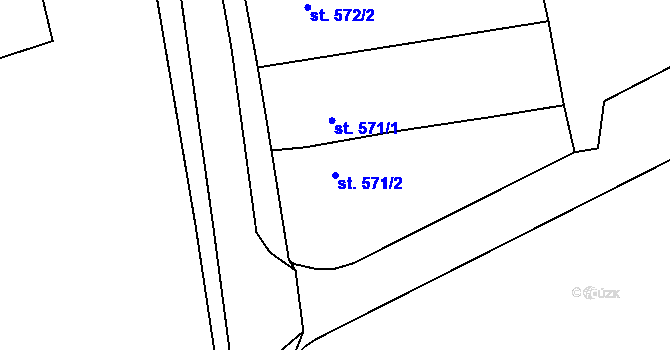 Parcela st. 571/2 v KÚ Broumov, Katastrální mapa