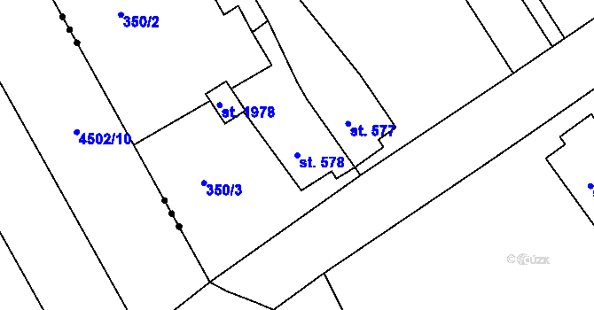 Parcela st. 578 v KÚ Broumov, Katastrální mapa
