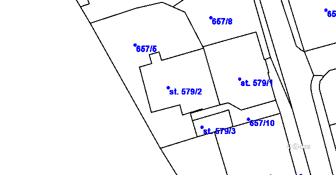 Parcela st. 579/2 v KÚ Broumov, Katastrální mapa
