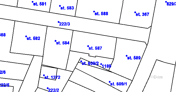 Parcela st. 587 v KÚ Broumov, Katastrální mapa