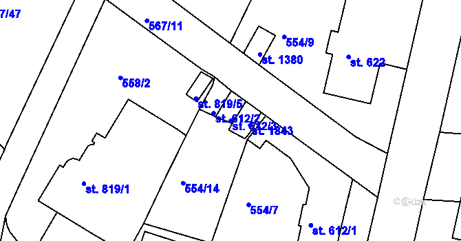 Parcela st. 612/3 v KÚ Broumov, Katastrální mapa