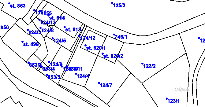 Parcela st. 620/2 v KÚ Broumov, Katastrální mapa