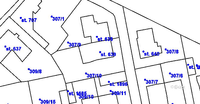 Parcela st. 639 v KÚ Broumov, Katastrální mapa