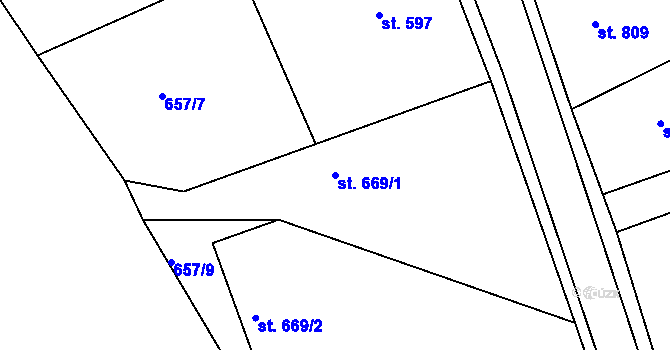 Parcela st. 669/1 v KÚ Broumov, Katastrální mapa