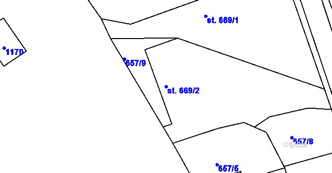 Parcela st. 669/2 v KÚ Broumov, Katastrální mapa
