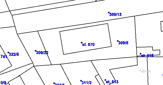 Parcela st. 670 v KÚ Broumov, Katastrální mapa