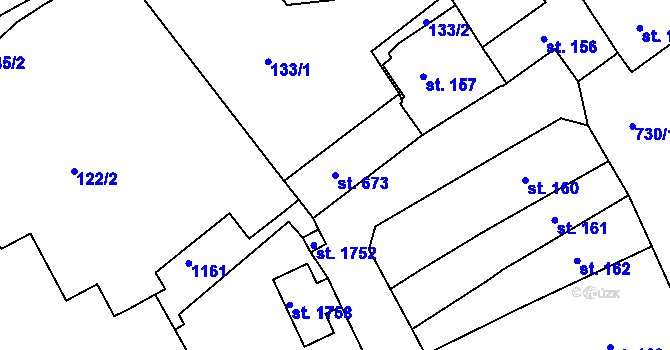 Parcela st. 673 v KÚ Broumov, Katastrální mapa