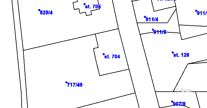 Parcela st. 704 v KÚ Broumov, Katastrální mapa