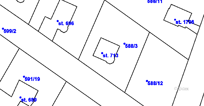 Parcela st. 713 v KÚ Broumov, Katastrální mapa