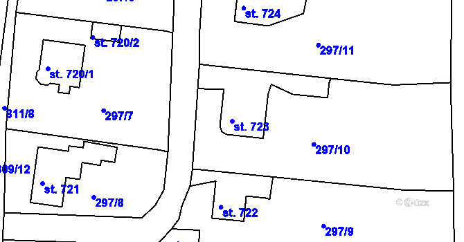 Parcela st. 723 v KÚ Broumov, Katastrální mapa