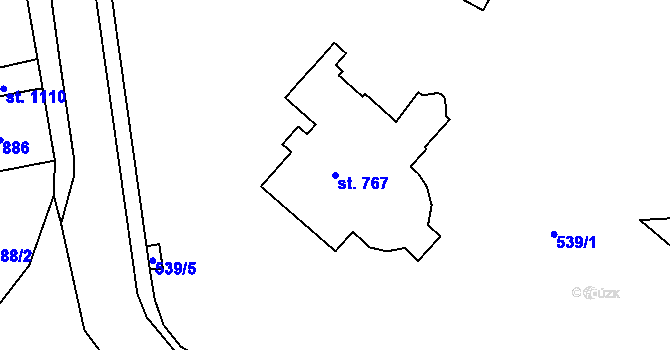 Parcela st. 767 v KÚ Broumov, Katastrální mapa