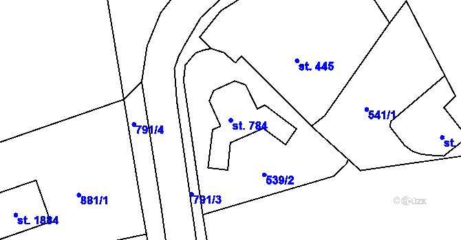 Parcela st. 784 v KÚ Broumov, Katastrální mapa