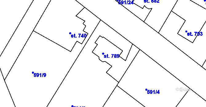 Parcela st. 789 v KÚ Broumov, Katastrální mapa