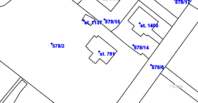 Parcela st. 791 v KÚ Broumov, Katastrální mapa