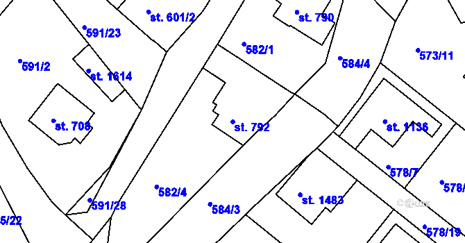 Parcela st. 792 v KÚ Broumov, Katastrální mapa